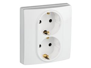 Base empotrable doble 2 tomas 2 polos con tierra 16A blanco 396543 LEGRAND