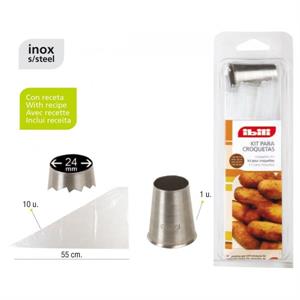 Kit croqueta 10 mangas desechable 1 cornete inox